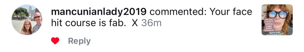Social media message from a Face HIIT community member