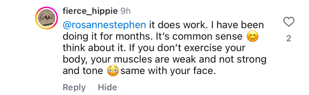 Face HIIT student feedback shared on social media
