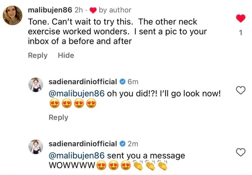 Follower comment about the Face HIIT method