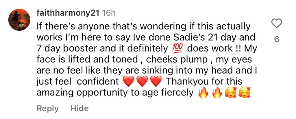 Social media praise for Sadie Nardini’s face and neck workouts