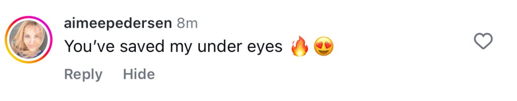 Screenshot of a follower’s positive message about Face HIIT