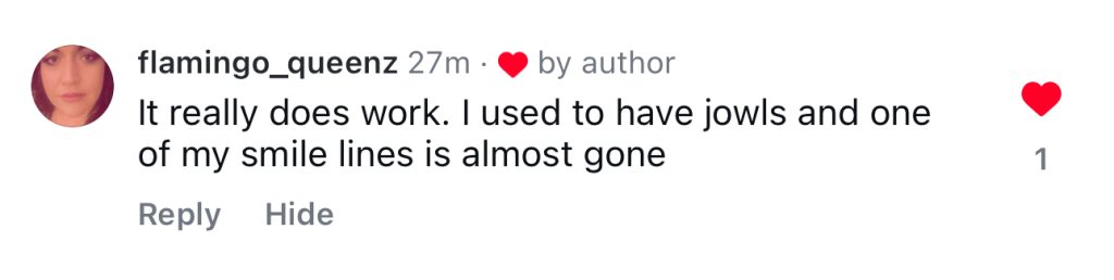 Follower comment about the Face HIIT method